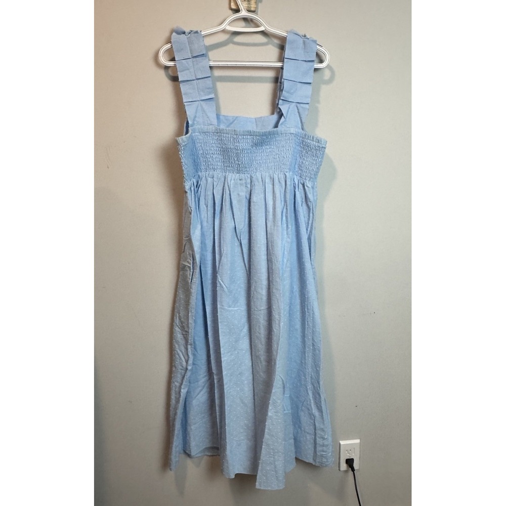 Lake‎ Lolly Midi Dress Morning Blue Swiss Dot Size L Pockets Ruffled Straps NEW - Picture 5 of 10